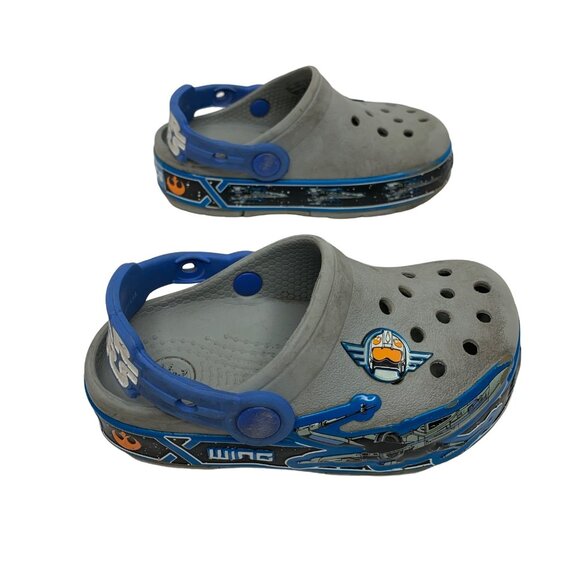 Crocs Star Wars Wings Classic Slip On Rubber Clogs Play Shoes Gray Child Size 8 - Picture 6 of 7